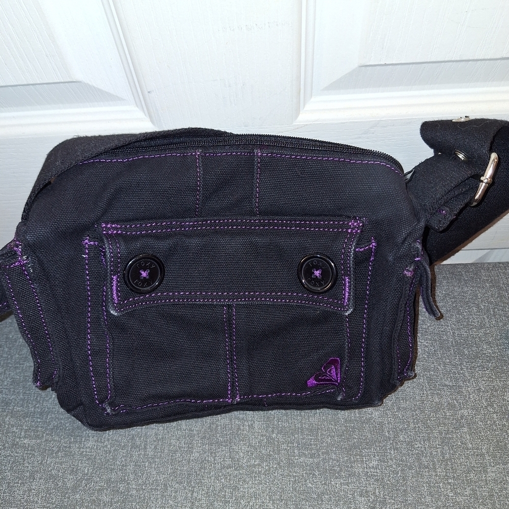Roxy Black Satchel with Purple Accents